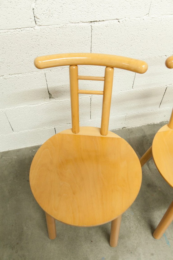 Image 1 of Page 1 of 30 Set of 3 minimalist chairs in light wood, 1980s Italy