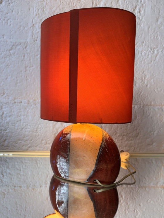 Image 1 of Handgemaakte lamp van keramiek en zijde uit de jaren 90