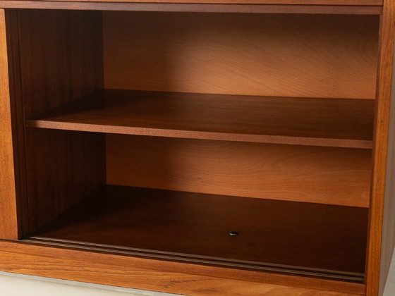 Buffet bas Mid Century Modern avec portes coulissantes et tiroirs, Bois, Marron (photo 6 sur 9)