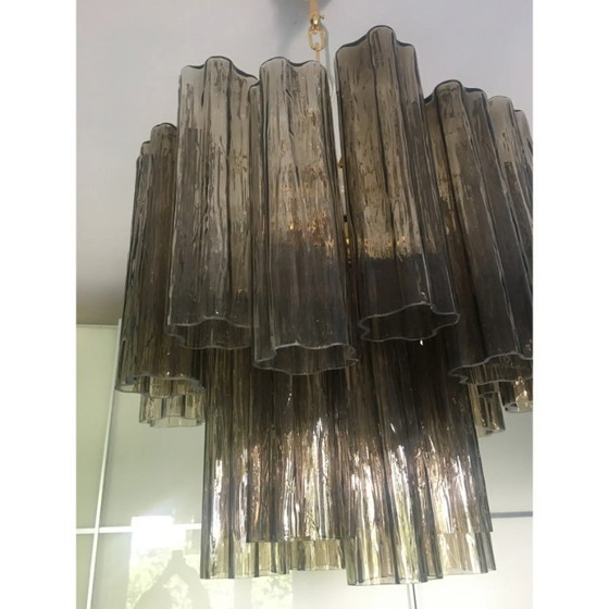 Image 1 of Lampadario in vetro in stile Murano, tonalità fumé