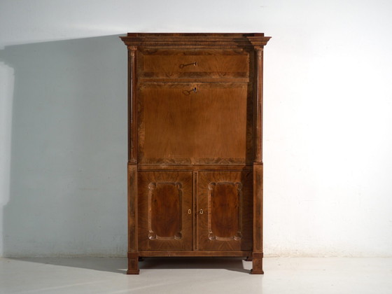 Antico secretaire Biedermeier in legno di noce – Austria, circa 1840 – Scrivanie, Brass (photo 32 of 40)