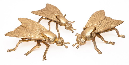 Set of 3 gilded fly ashtrays