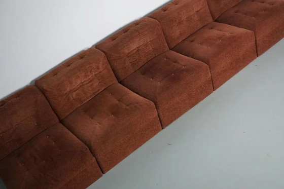 Image 1 of Vintage brown bouclé modular sofa, 1970s, 5 elements