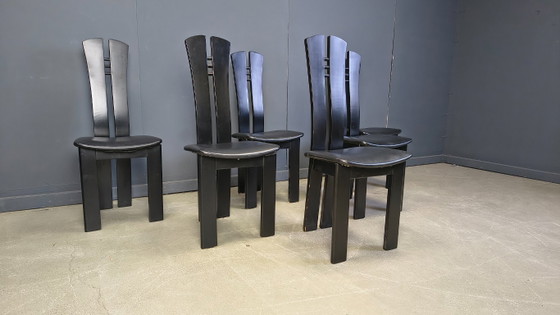 Image 1 of Chaises de salle à manger en bois de style post-moderne, années 1980 - lot de 6