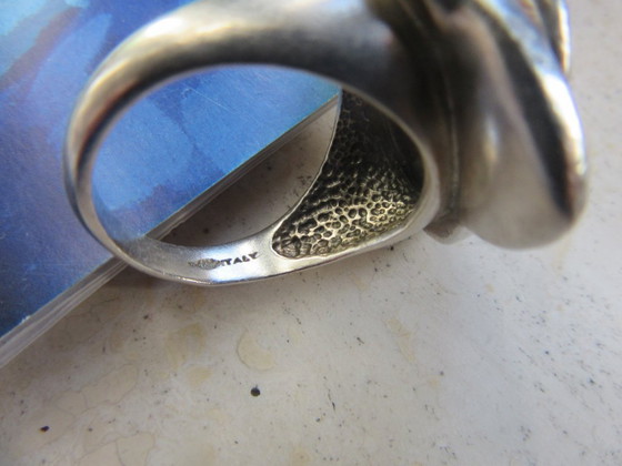 Modernist Sterling Silber Ring, gemarkt Italien und 925, große Größe, Dekorative Objekte (Foto 15 von 15)