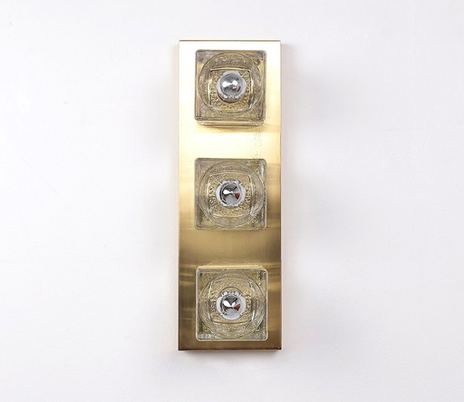 Peill & Putzler ice cube brass and glass wall or ceiling lamp