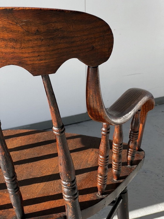 Image 1 of Vintage Windsor armchair in turned and carved wood