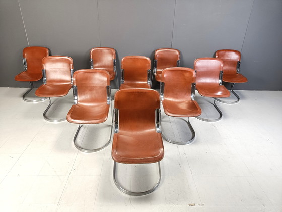 Image 1 of Vintage Dining Chairs By Willy Rizzo For Cidue Set Of 10, 1970S