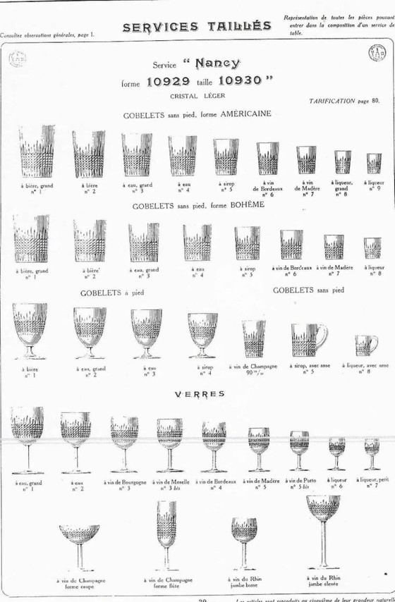 6 crystal wine glasses from Baccarat, model Nancy. – Glass & Decanter, Art Deco (photo 6 of 7)