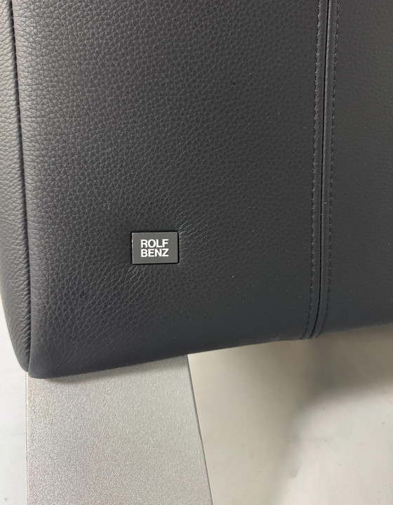 Image 1 of Divano di design in pelle nera Rolf Benz 322