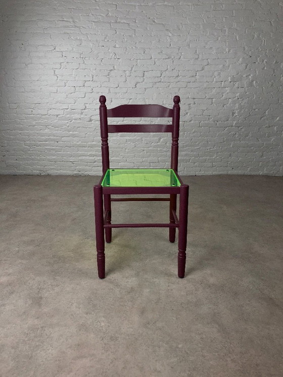 Image 1 of Aubergine bistrostoelen met plexiglas