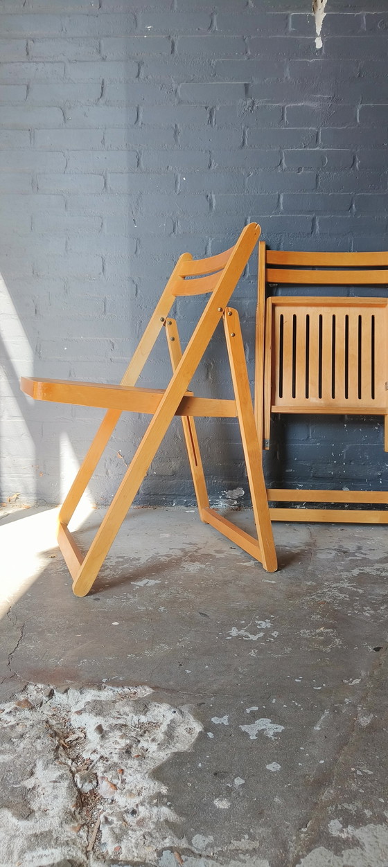 Image 1 of Chaises pliantes rétro vintage années 80, style Alvar Aalto, scandinaves, IKEA, en bois de hêtre
