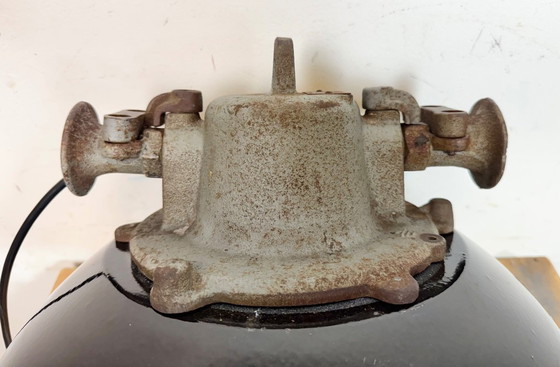 Image 1 of Industriële kooilamp van zwart emaille en gietijzer, jaren 60