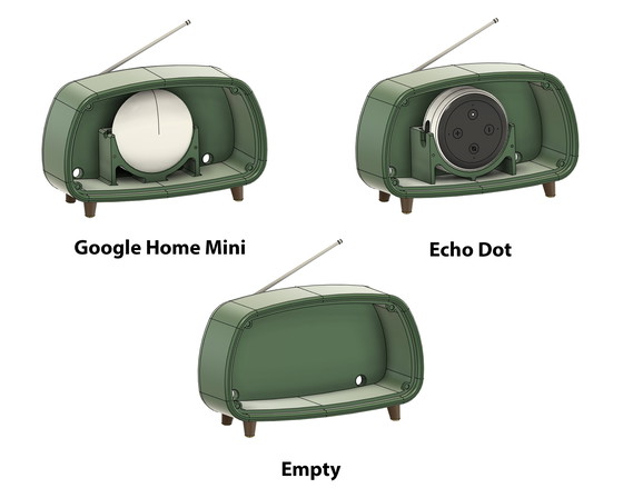 Image 1 of Copertura Alexa/Google Home a forma di radio d'epoca