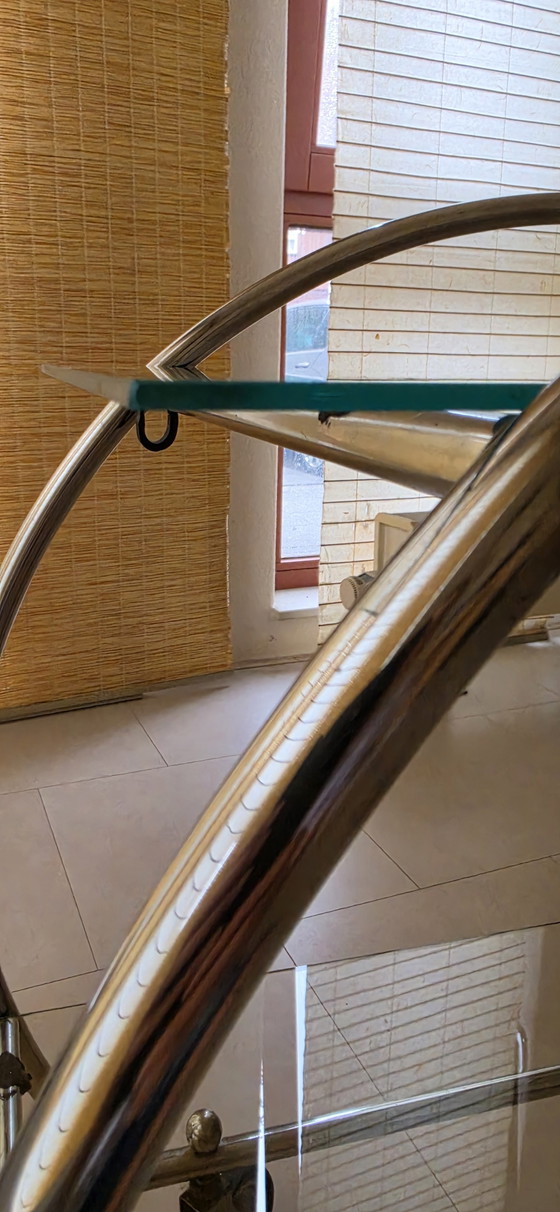 Image 1 of Originaler Servierwagen im Bauhaus-/Art-déco-Stil aus den 1930er-Jahren – verchromtes Messing