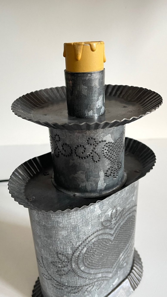 Image 1 of Vintage Zinc Heart Lamp