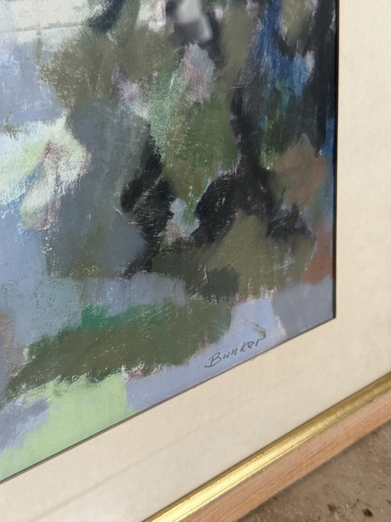 Image 1 of Atmospheric vintage painting with a soft, impressionistic landscape. Dimensions 61x70cm