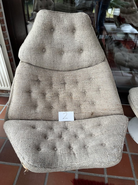 Fauteuils pivotants Artifort F588 originaux de Geoffrey Harcourt (ensemble de 4) et poufs assortis (3) (photo 5 of 20)