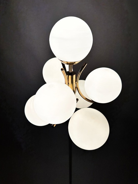 Lampadaire Sputnik vintage Richard Essig, Verre, Métal, Doré (photo 7 sur 16)