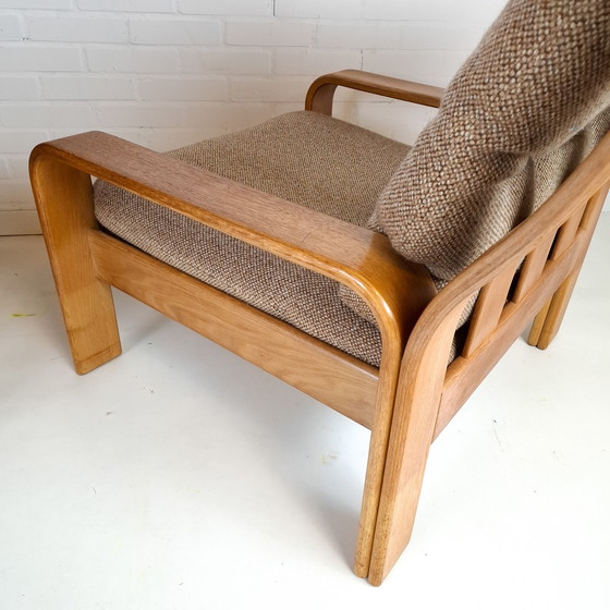 Image 1 of 2x vintage fauteuil Deens design hout/stof mid century