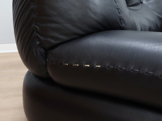 Image 1 of Paar Mobil Girgi Sapporo Sessel, schwarzes Leder, Italien, 1970er Jahre