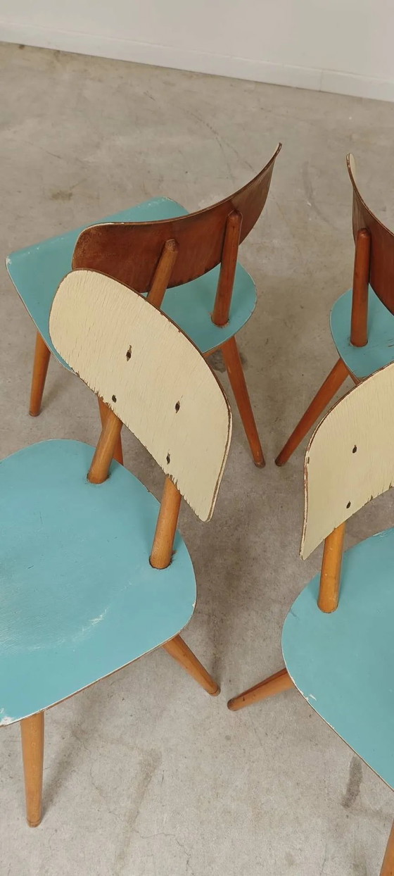 Lot de 4 chaises en bois bleu clair TON Bystrice (Thonet), lot 2. – Chaises de salle à manger, Wood (photo 20 of 22)