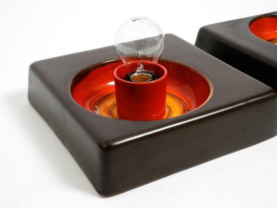 Image 1 of Dos preciosas lámparas de pared de cerámica originales de la Era Espacial de los años 70