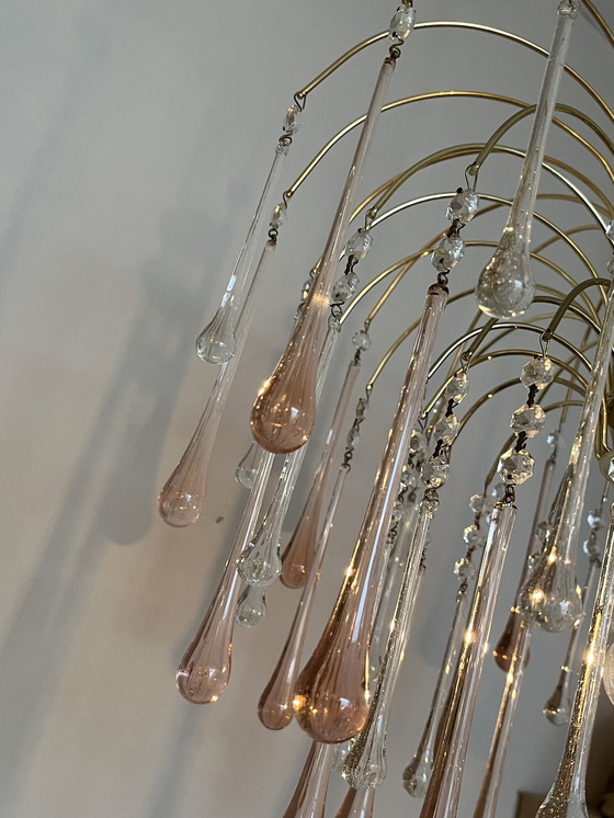 Image 1 of Vintage Pink Teardrop Chandelier Crystal Beads