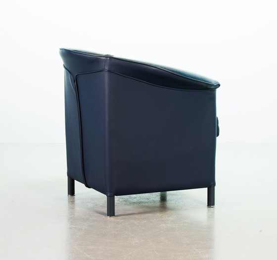 Image 1 of Wittmann Petrol Blue Soft Leather Club Chair Designed, Model Aura by Paolo Piva. Autriche, années 1980.