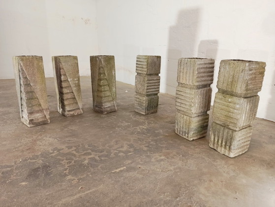 Image 1 of 6 vintage brutalistische plantenpotten
