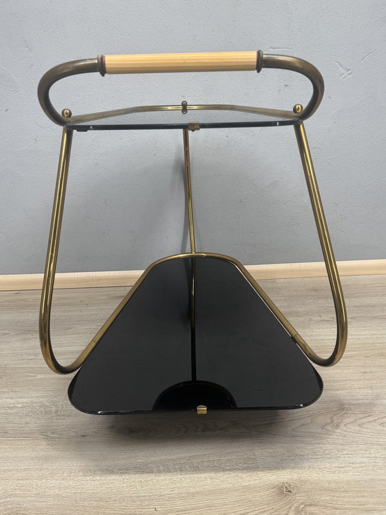 Image 1 of Vintage serving trolley with smoked glass tops
