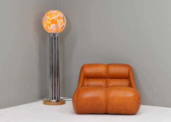 Image 1 of Goffredo Reggiani Lámpara de pie en cristal de Murano, mármol y cromo - Italia, 1970s