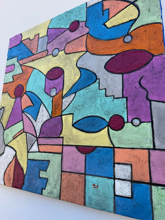 Tableau abstrait géométrique coloré – Peintures et dessins, Toile (photo 12 of 14)