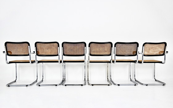 Image 1 of Eetkamerstoelen Stijl B32 van Marcel Breuer, Set van 6