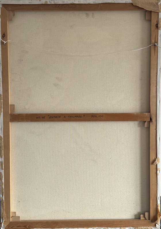 Image 1 of Mukalenge wa Mukalenge (Kinshasa) – Ecstasy at Thilmade - No. 16
Sandwork – Oil and sand on canvas, 70 × 100 cm, circa 1975-1985