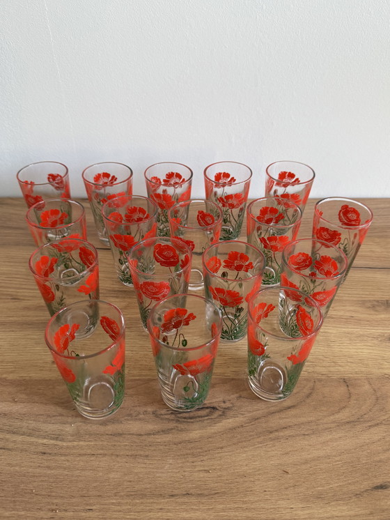 Image 1 of Verres vintage coquelicot I