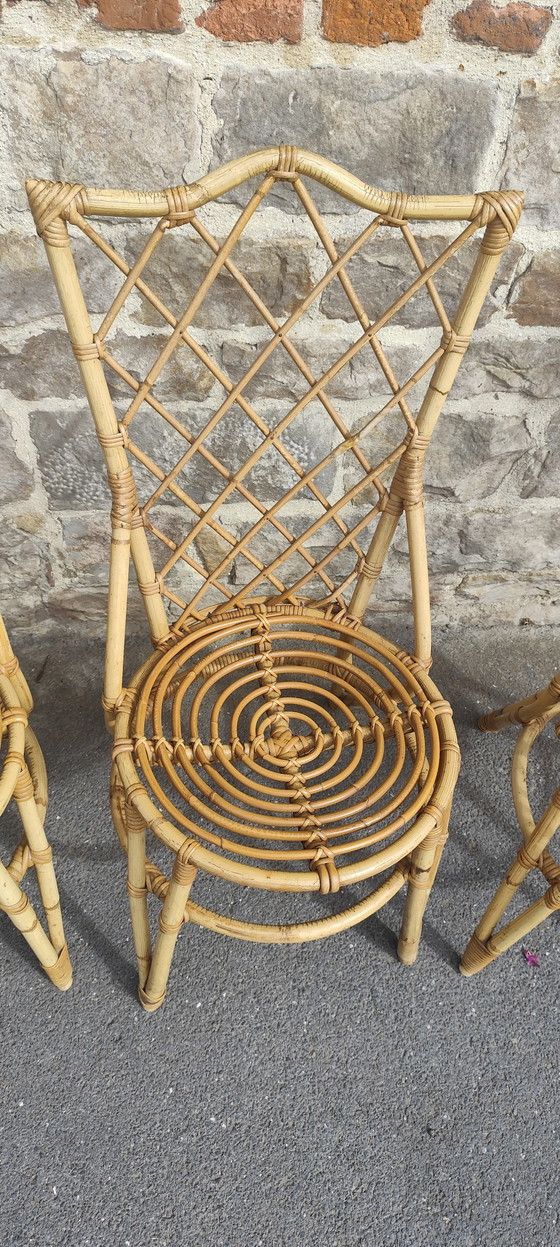 Image 1 of Set di 4 sedie in rattan Louis Sognot