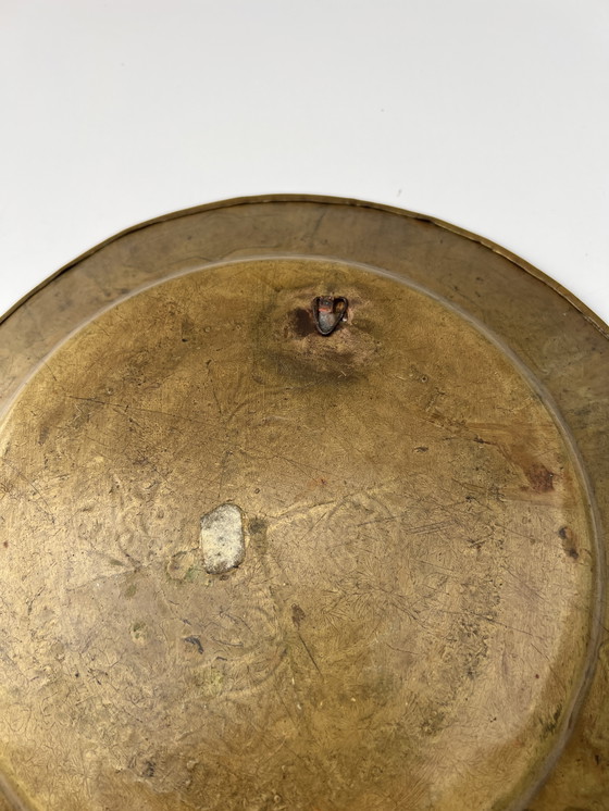 Image 1 of Grote oosterse messing wandplaat – handgegraveerd – Turkije, circa 1930-1950