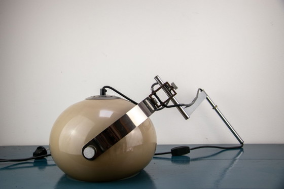Applique Dijkstra anni '70, eyeball con braccio snodato – Metallo, Cromo (photo 2 of 5)