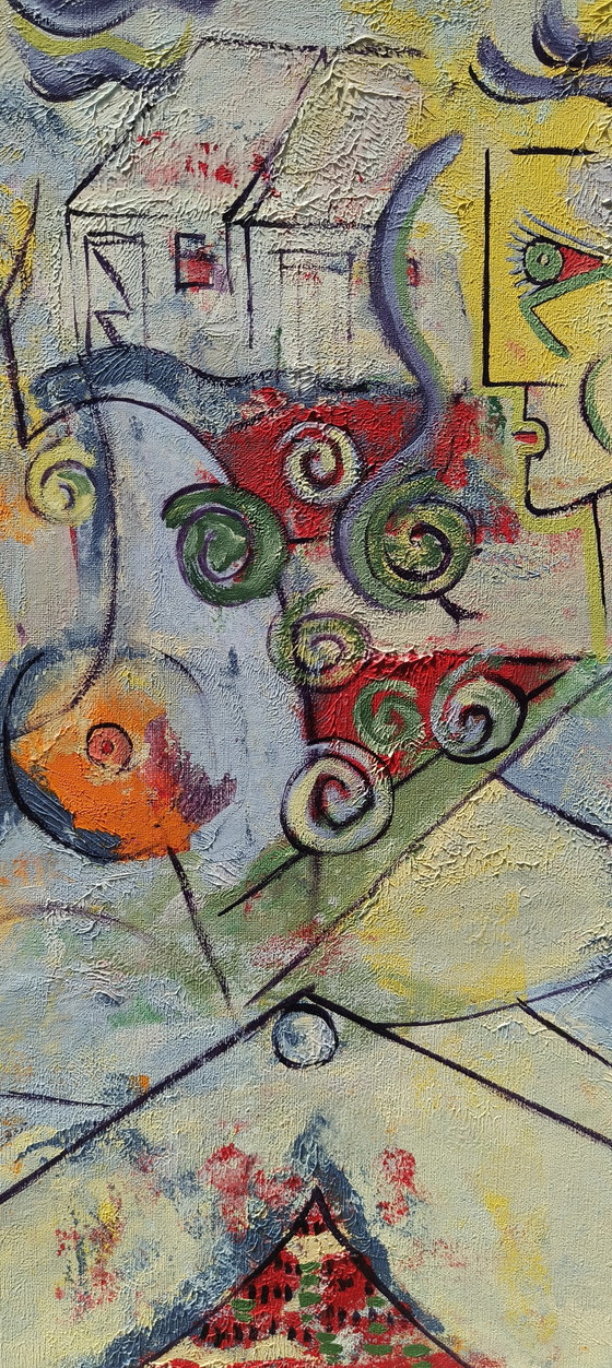 Image 1 of Artista belga Ludo Huys nello stile di Picasso, olio su tela, dipinto degli anni '90