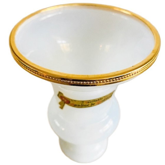 Image 1 of Vaso vintage in vetro opalino di Murano con bordo dorato, anni '70