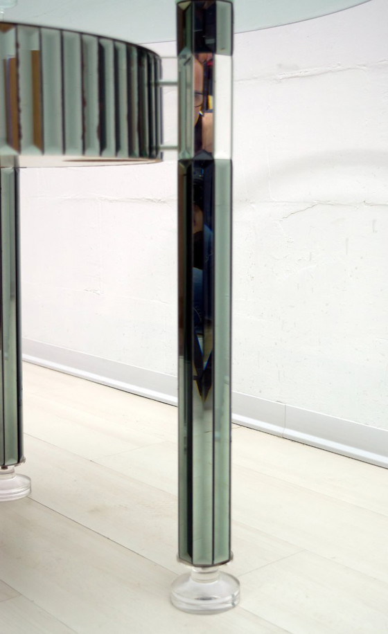 Image 1 of Zelino Poccioni Italian Modern Round Dining Table Mirrored Crystal for Mp2