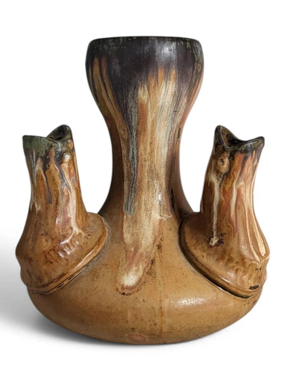 Stoneware vase signed by the tip Alfred Lebret ( ) – Porcelain, Art Deco (photo 2 of 8)