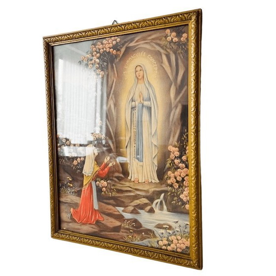 Image 1 of Set di litografie religiose d'epoca Maria Lourdes anni '40