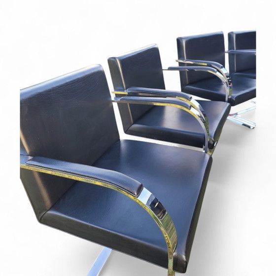 Image 1 of 6 sillas de cuero con diseño Brno, atribuidas a Mies van der Rohe.
