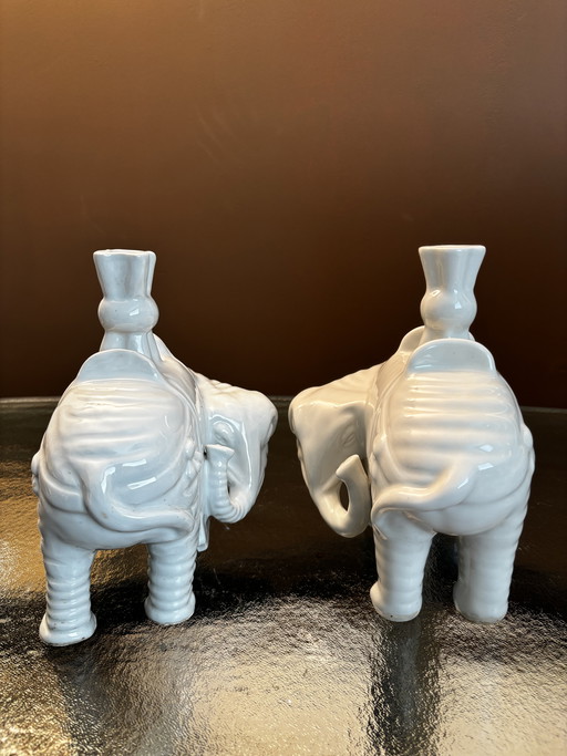 2 Blanc de Chine Elephant Porcelain