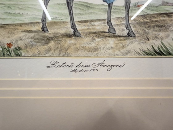 Engelse prent Ruiter in notenhouten lijst – Kunst, Glas, Papier (photo 6 of 6)