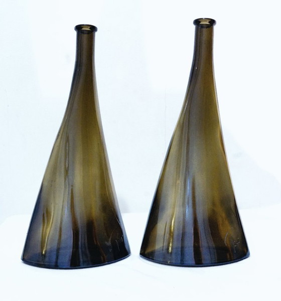 Image 1 of Ensemble de 2 bouteilles vintage en verre de Berne de Paco O. Frey – Style moderne du milieu du siècle