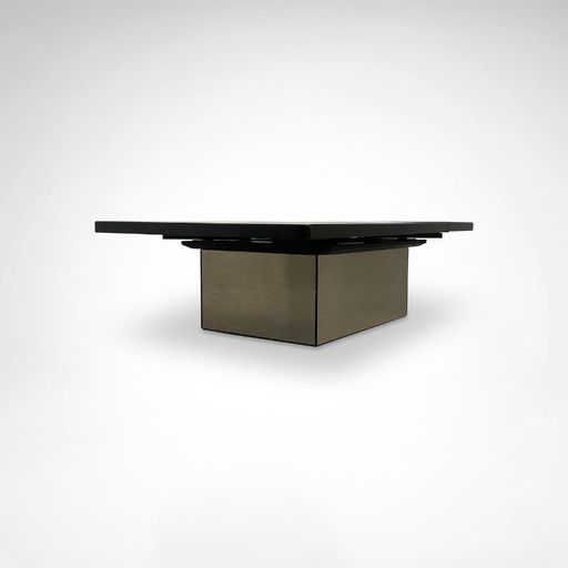 Burl wood coffee table with bar by Paul Michel for Roche Bobois 1980s