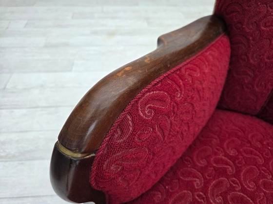 Image 1 of Divano danese a 3 posti degli anni '50, rivestimento originale in lana per mobili rosso/beige.